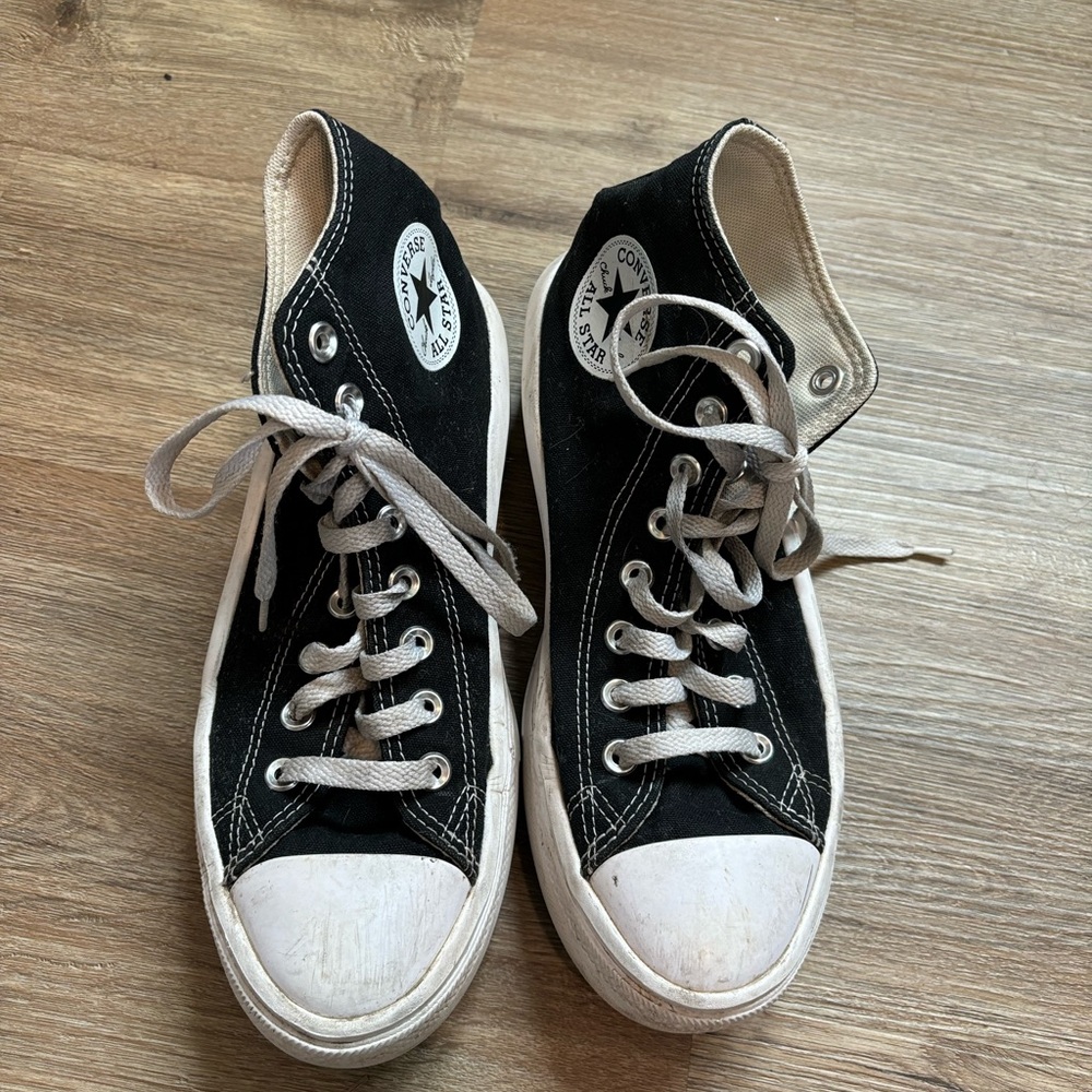 Converse Black and White High-Top Platform Sneakers